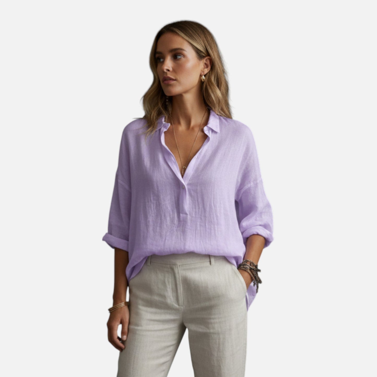Women’s Linen Blend Tunic Blouses