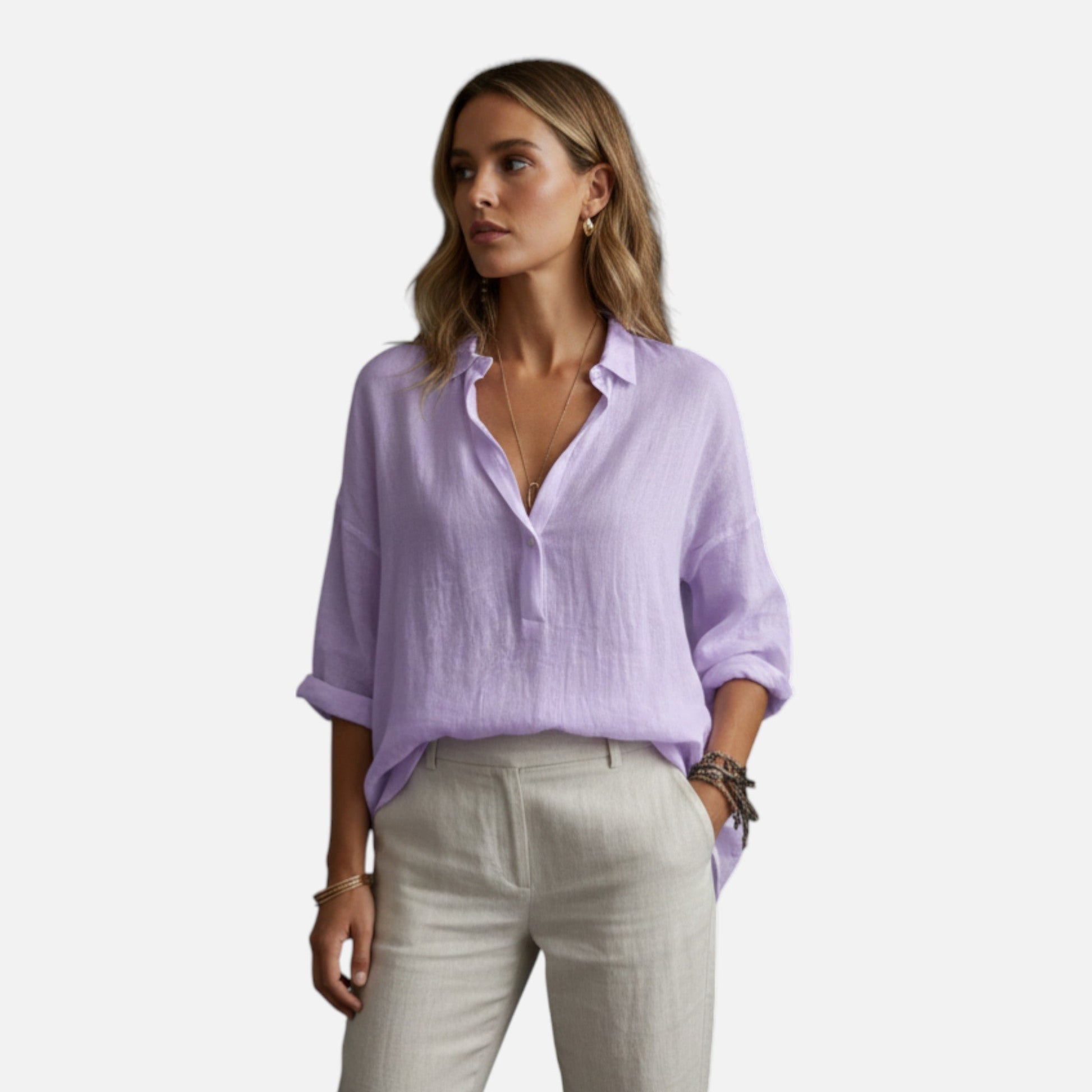 Women’s Linen Blend Tunic Blouses