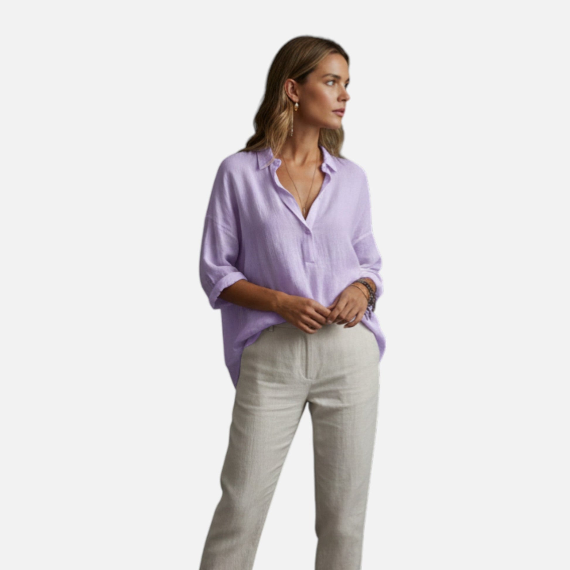 Women’s Linen Blend Tunic Blouses