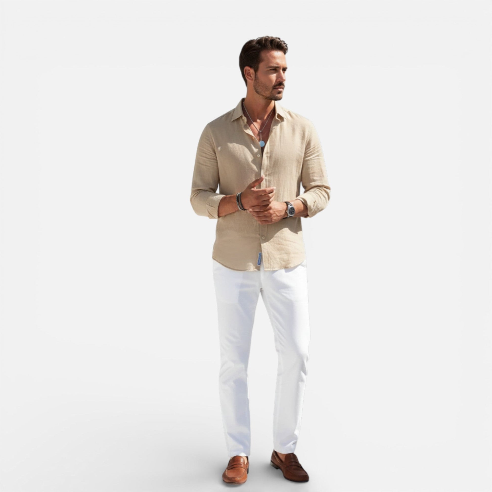Men’s Breathable Linen Button-Up