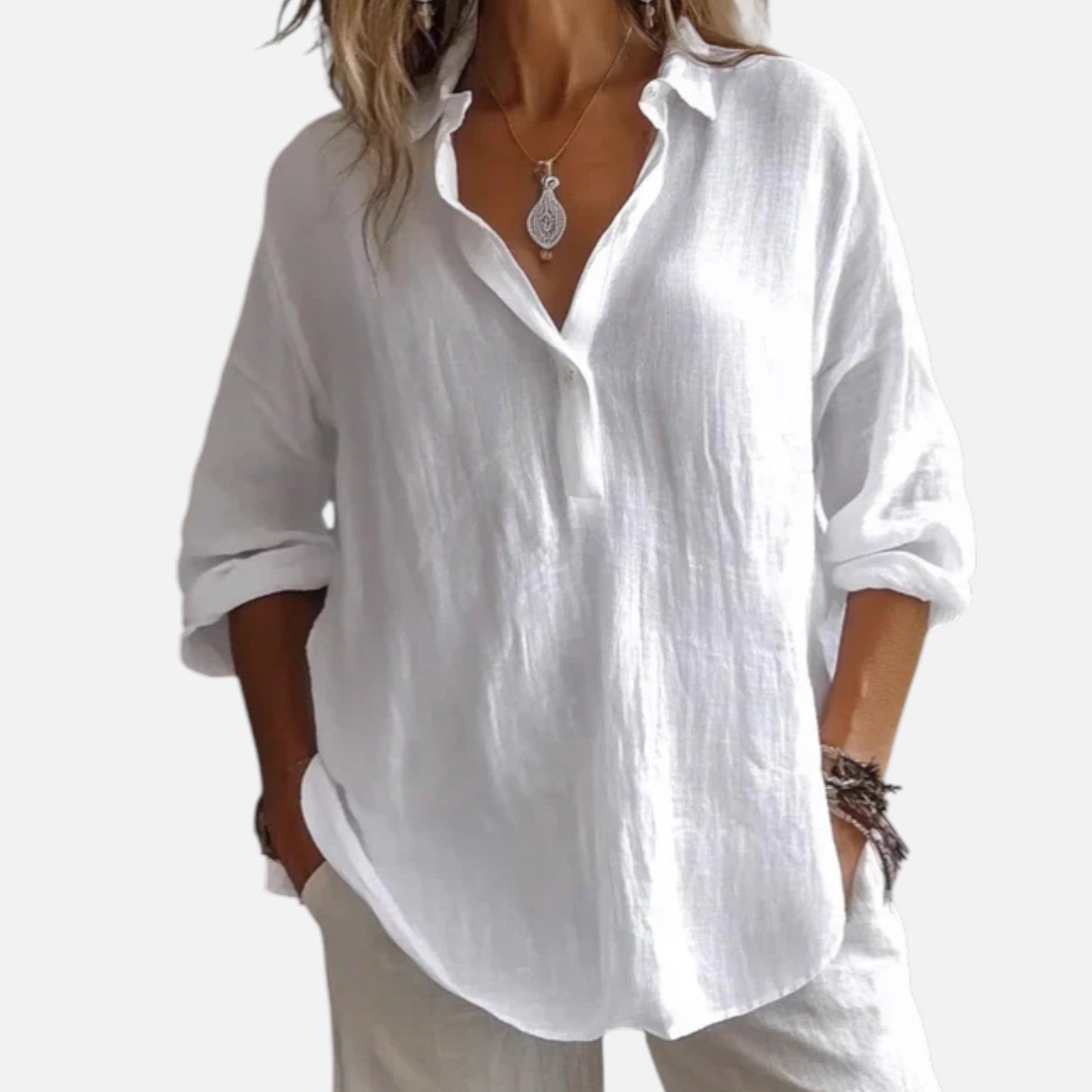 Women’s Linen Blend Tunic Blouses