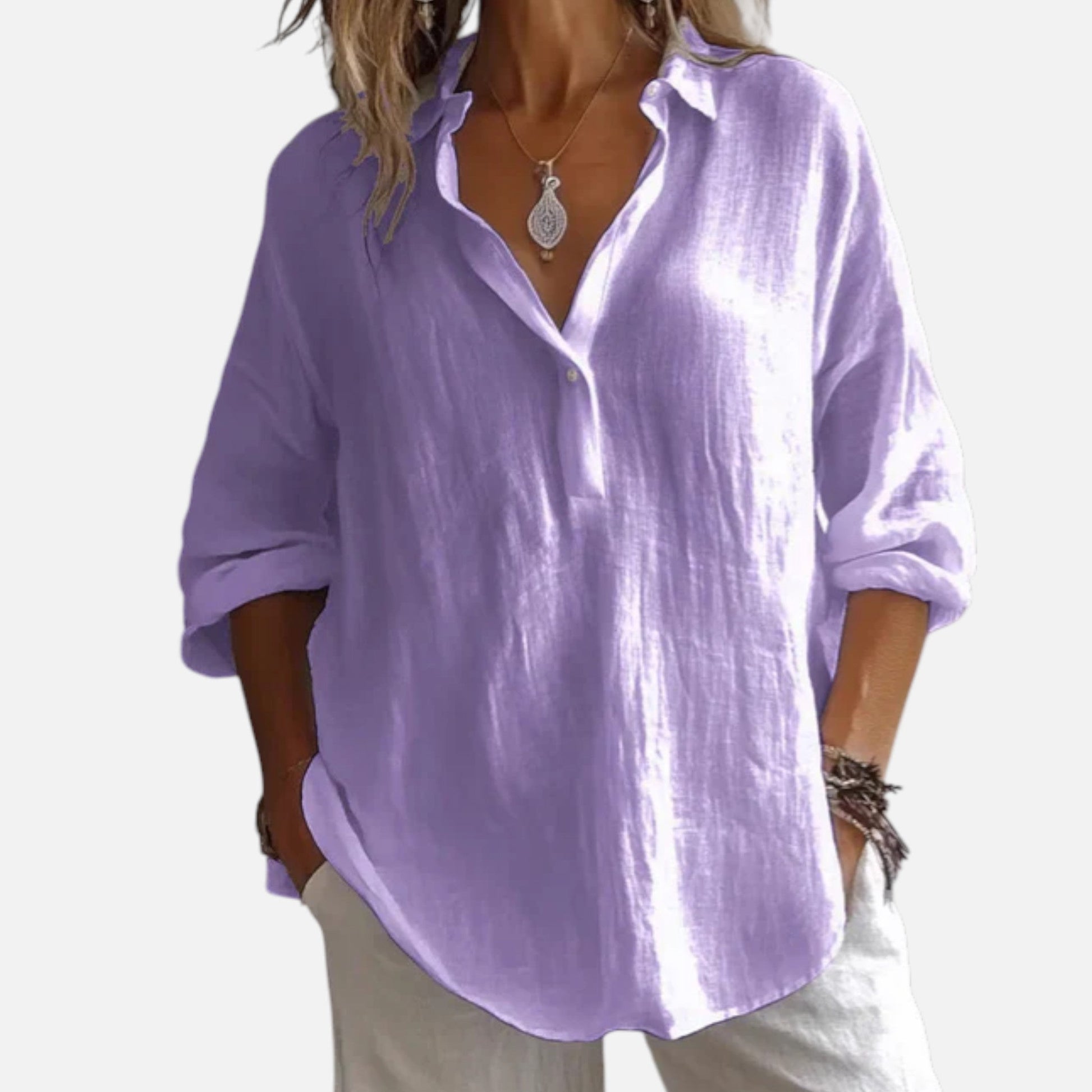 Women’s Linen Blend Tunic Blouses
