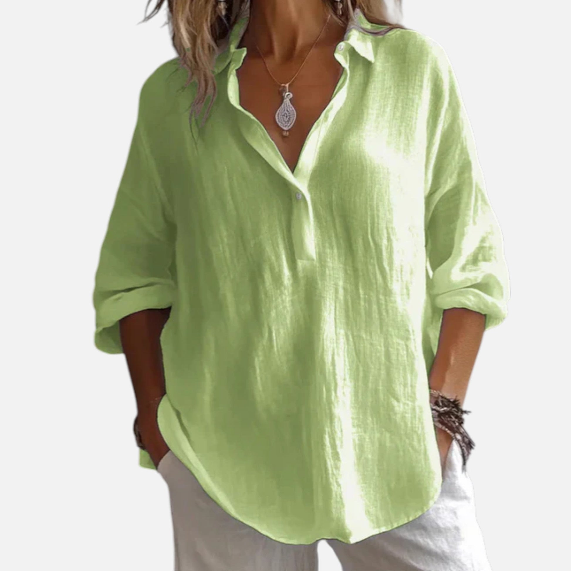 Women’s Linen Blend Tunic Blouses